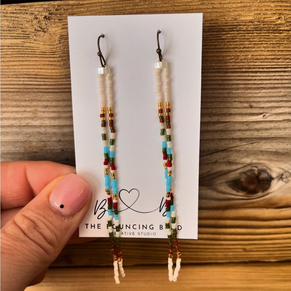 Beaded Earrings, Boho Earrings, Long Beaded Earrings, Unique Earrings - Picture 1 of 5